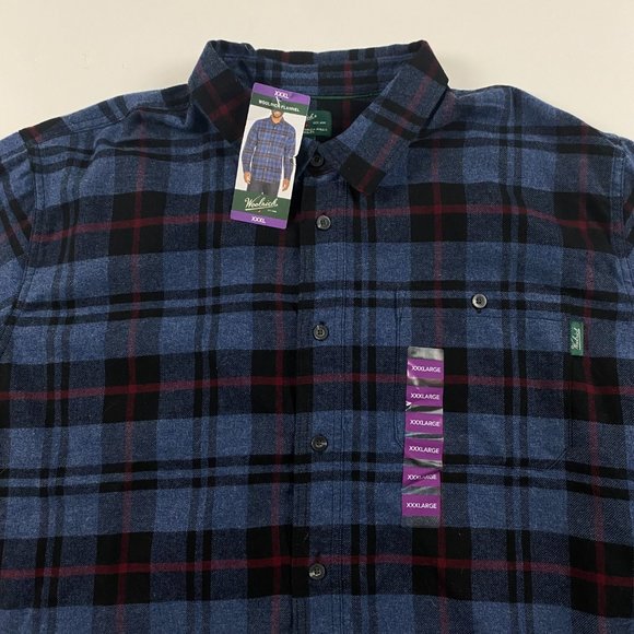 NEW Lot of 2 Woolrich Flannel Shirt Men's 3XL Granite Plaid Deep Navy Plaid - Picture 3 of 15